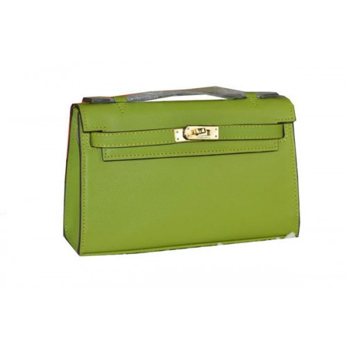 Hermes MINI Kelly 22cm sac fourre-tout en cuir de veau vert
