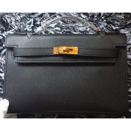 Hermes MINI Kelly 22cm Sac fourre-tout en cuir de veau K011 Noir