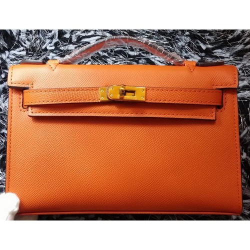 Hermes MINI Kelly 22cm Sac fourre-tout en cuir de veau K011 Orange