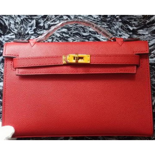 Hermes MINI Kelly 22cm Sac fourre-tout en cuir de veau K011 Rouge