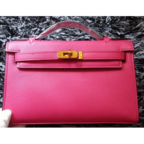Hermes MINI Kelly 22cm Sac fourre-tout en cuir de veau K011 Rose