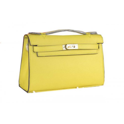 Hermes MINI Kelly 22cm Sac fourre-tout en cuir de veau citron