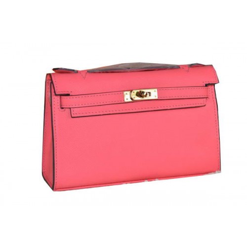 Hermes MINI Kelly 22cm sac fourre-tout en cuir de veau rouge clair