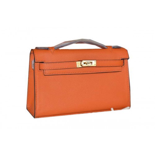 Hermes MINI Kelly 22cm Tote Bag Cuir de veau Orange