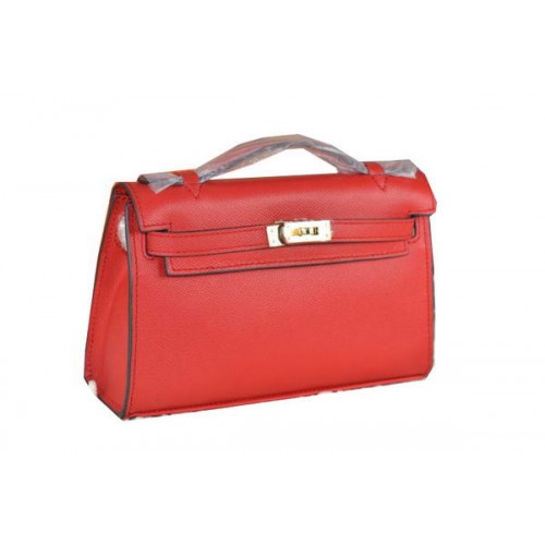 Hermes MINI Kelly 22cm sac fourre-tout en cuir de veau rouge