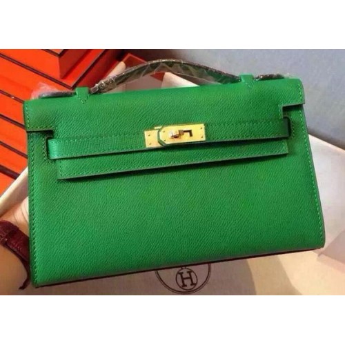 Hermes MINI Kelly 22cm sac fourre-tout en cuir de veau K22 vert