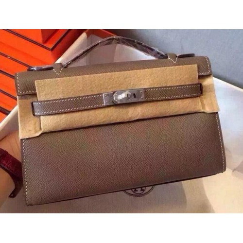 Hermes MINI Kelly 22cm sac fourre-tout en cuir de veau K22 gris
