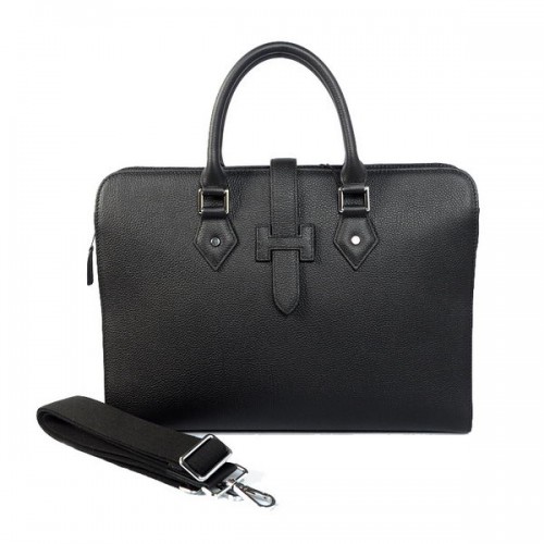 Hermes Mens Porte-documents en cuir de veau 3309 Noir