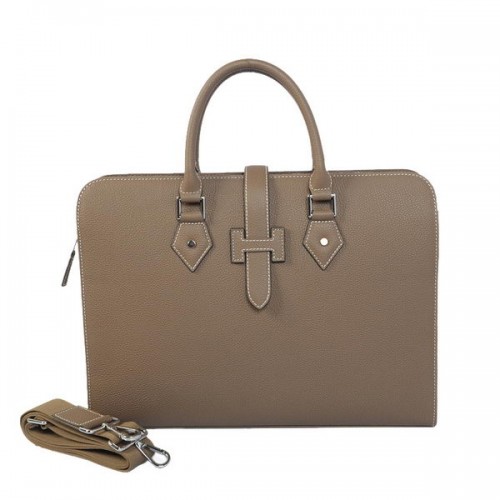 Hermes Mens Porte-documents en cuir de veau 3309 Gris