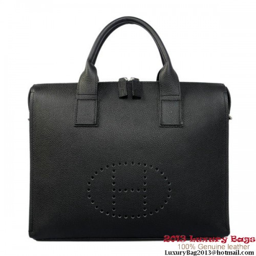 Hermes Hommes Porte-documents en cuir de veau H1289A Noir