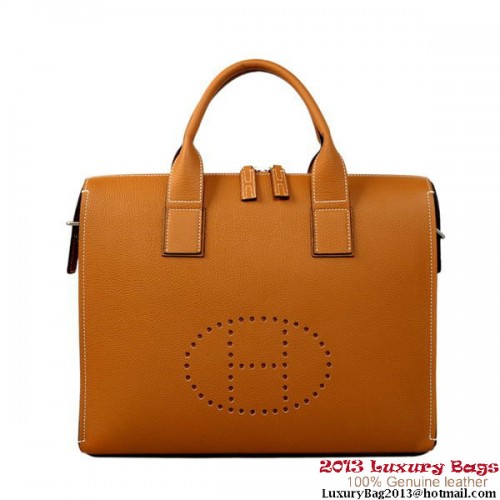 Hermes Mens Porte-documents en cuir de veau H1289A Camel