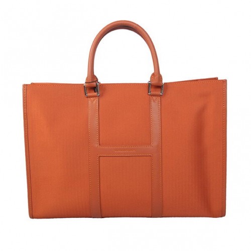 Hermes Hommes Porte-documents Toile Cuir H1691 Orange