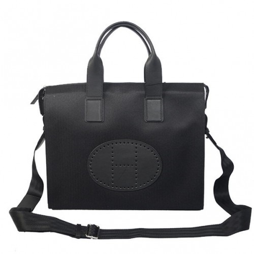 Hermes Hommes Porte-documents Toile Cuir H1705D Noir
