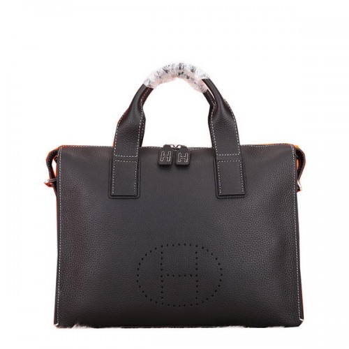 Hermes Mens Porte-documents Original en cuir de veau H86683 Noir