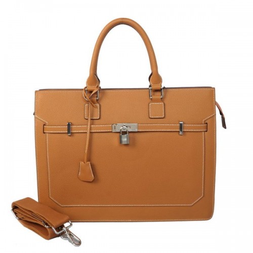 Hermes Mens Kelly Porte-documents en cuir de veau H5229 Camel