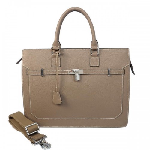Hermes Mens Kelly Briefcase Cuir de veau H5229 Gris