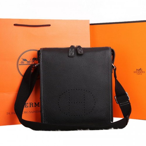 Hermes Original Sac Messenger en cuir de veau M86681 Noir