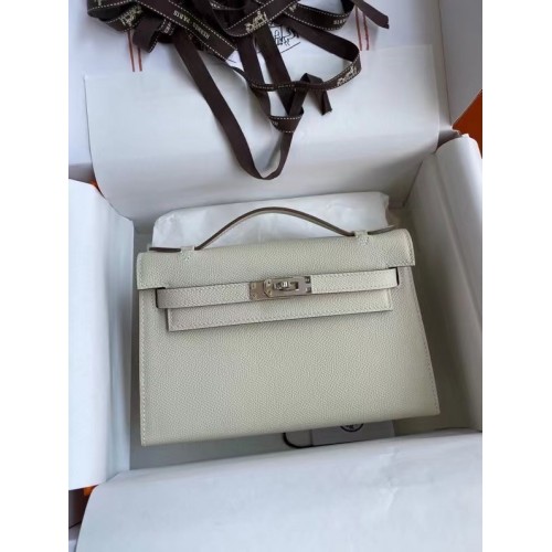 Hermes Original Epsom cuir KEL2278 craie et métal argenté