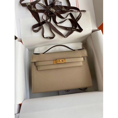 Hermes Original Epsom Leather KEL2278 gris&métal doré