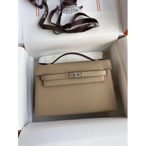 Hermes Original Epsom cuir KEL2278 gris&métal argenté