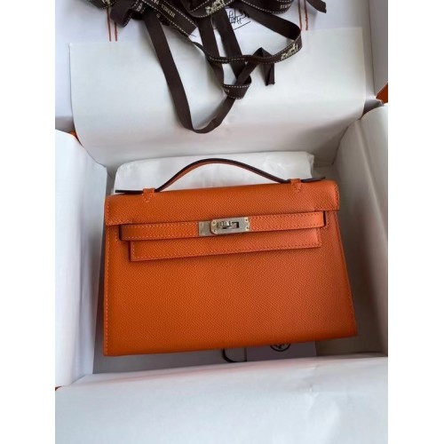 Hermes Original Cuir Epsom KEL2278 orange&Métal argenté