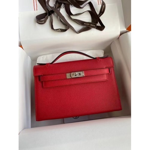 Hermes Original Cuir Epsom KEL2278 rouge&Métal argenté