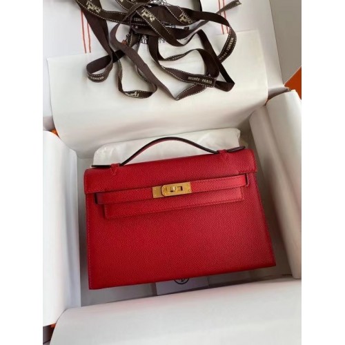 Hermes Original Epsom Leather KEL2278 métal rouge et doré