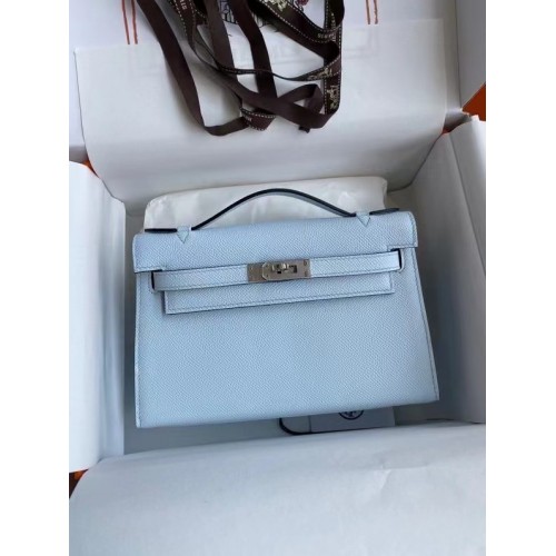 Hermes Original Cuir Epsom KEL2278 bleu ciel&Métal argenté