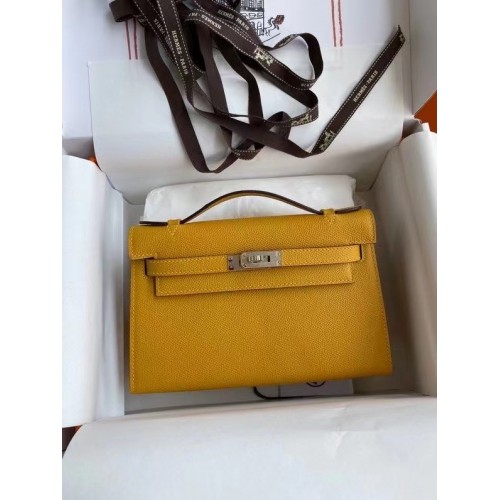 Hermes Original Epsom Cuir KEL2278 jaune&Métal argenté