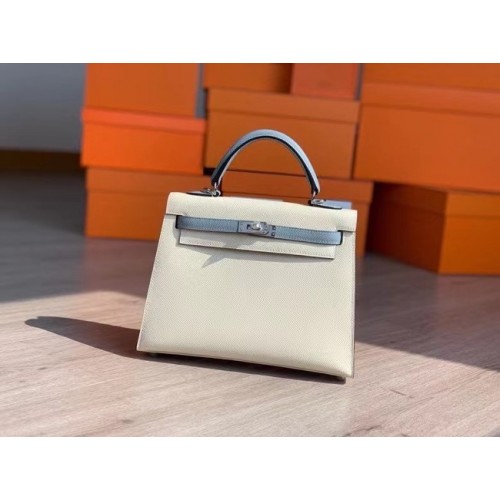 Hermes Original Epsom Leather KEL2578 crème&bleu ciel