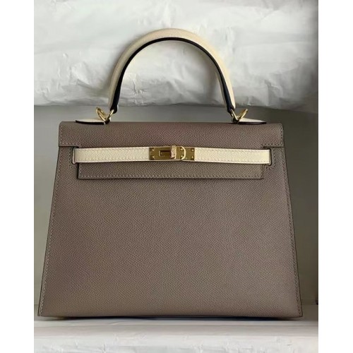 Hermes Original Epsom cuir KEL2578 gris&crème