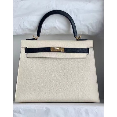 Hermes Original Epsom cuir KEL2578 blanc et noir