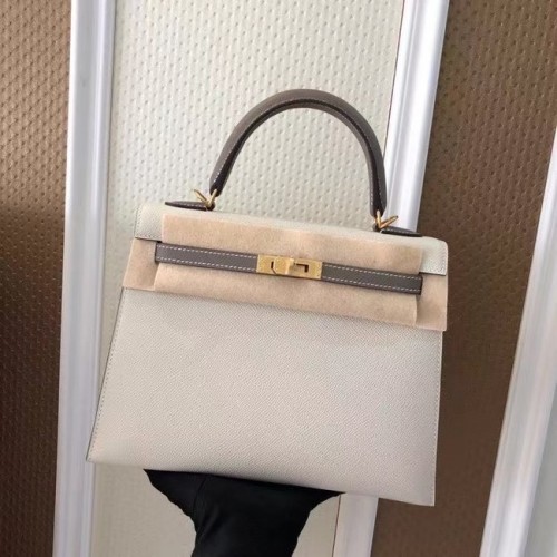 Hermes Original Epsom cuir KEL2578 blanc&gris