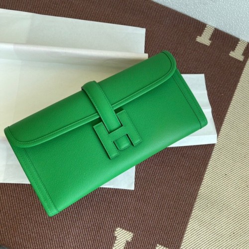 Pochette en cuir Hermes Original Espom 37088 vert bambou