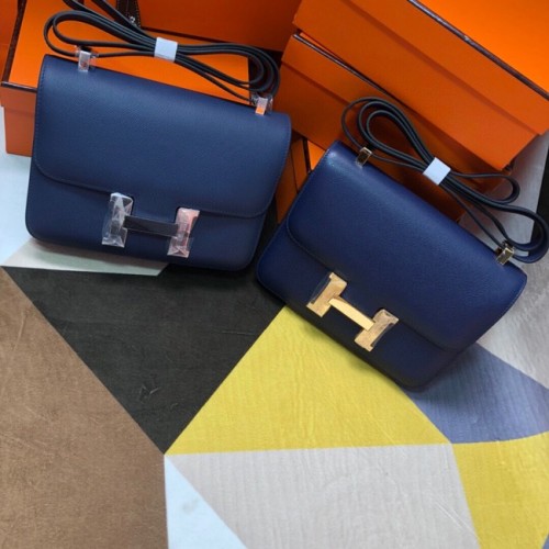 Hermes Original Espom Sac Constance en cuir 5333 Bleu saphir