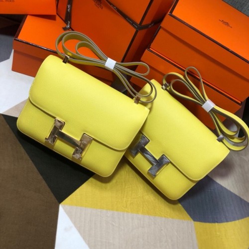 Sac Constance en cuir Hermes Original Espom 5333 citron