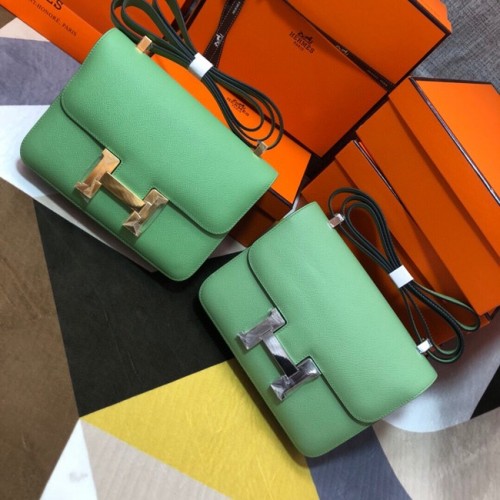 Sac Constance en cuir Hermes Original Espom 5333 vert clair