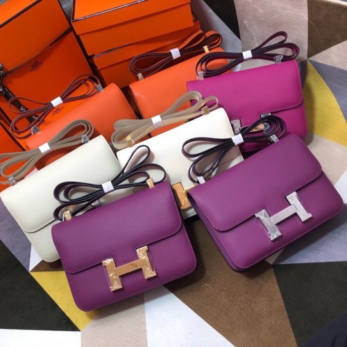 Sac Constance en cuir Hermes Original Espom 5333 violet