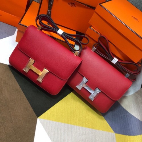 Sac Constance en cuir Hermes Original Espom 5333 rouge