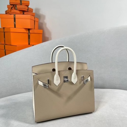 Hermes Original Togo Cuir HB30O gris clair et blanc