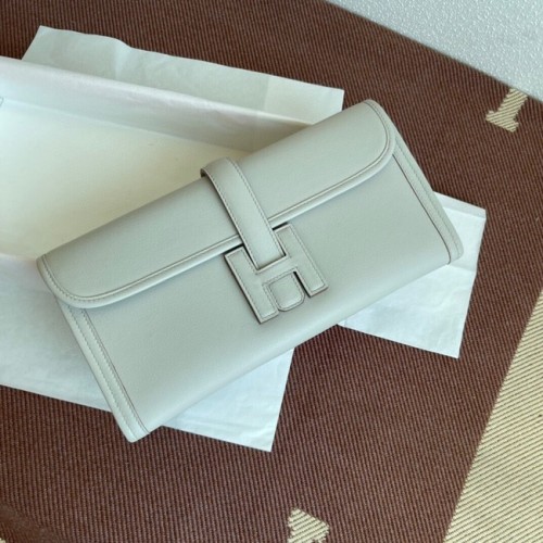 Hermes Original Jige Swift Pochette en cuir 37088 Gris perle