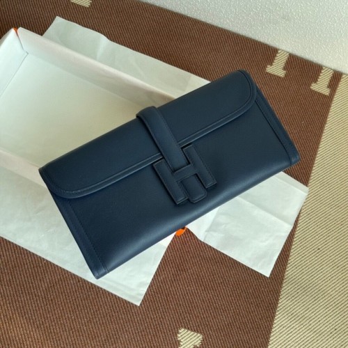 Hermes Original Jige Swift Pochette en cuir 37088 Bleu saphir