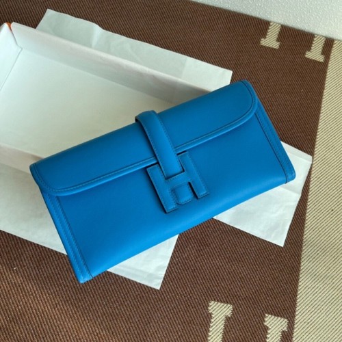 Hermes Original jige swift pochette en cuir 37088 bleu