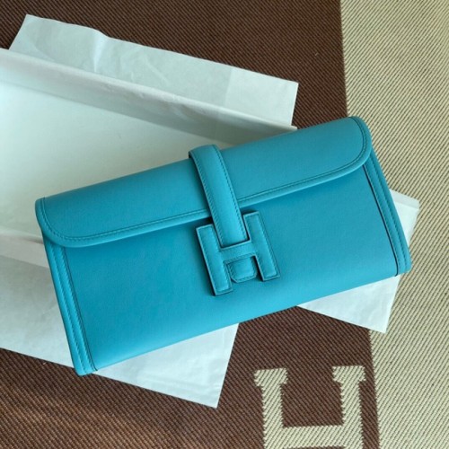 Hermes Original jige swift pochette en cuir 37088 bleu ciel