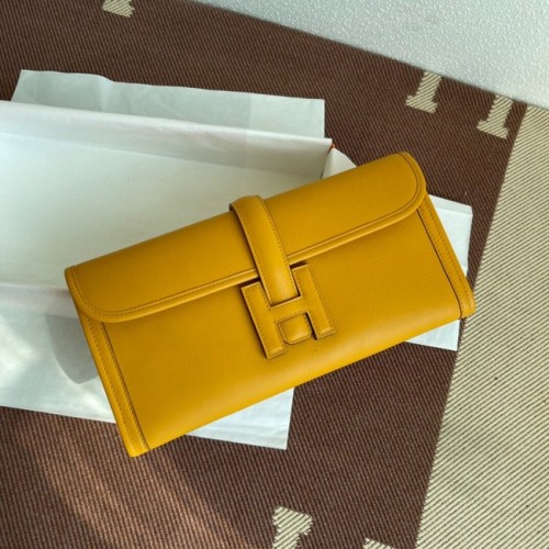 Hermes Original jige swift pochette en cuir 37088 jaune