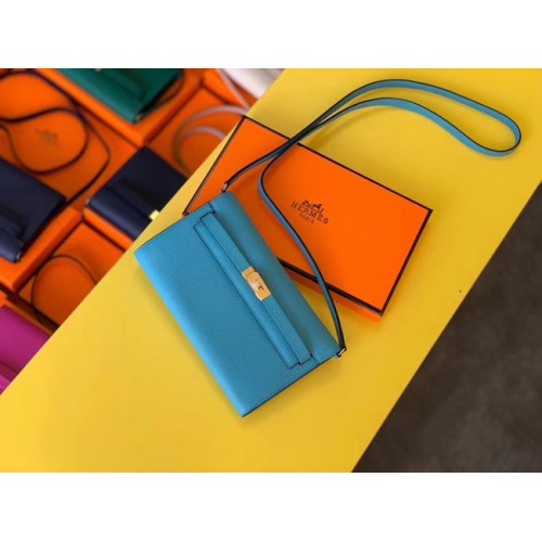 Hermes Original kelly espom cuir to go sac woc H4087 bleu