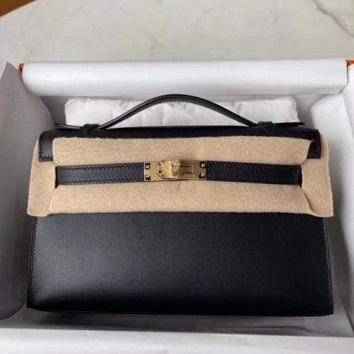 Hermes Original cuir Swift KEL2278 métal noir&doré