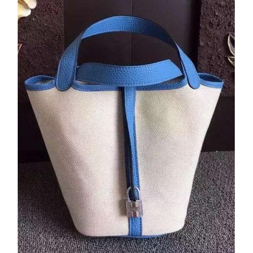 Sac Hermes Picotin Lock 18cm Toile HPL8618T Bleu