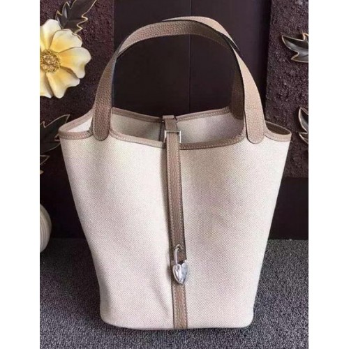 Sac Hermes Picotin Lock 18cm Toile HPL8618T Gris