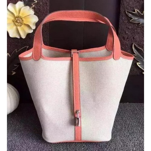 Sac Hermes Picotin Lock 18cm Toile HPL8618T Rose Clair